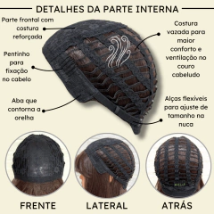 Peruca lisa repicada com franja 45cm orgânica premium na internet