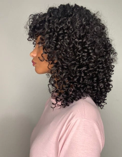 Peruca Cacheada Preta Curta Média Volumosa Black Power 50cm - comprar online