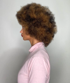 Peruca Humana Black Power Crespa Cacheada Volumosa loira mel