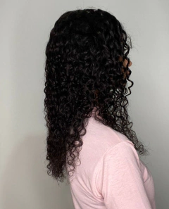 Peruca humana front lace 4x4 cacheada ondulada castanha 50cm na internet