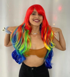 Imagem do Peruca Lisa Franja Gay Arco-íris Rainbow Cosplay LGBTQ+ 75cm