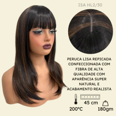 Peruca lisa repicada com franja 45cm orgânica premium - comprar online