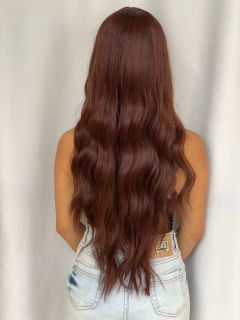 Peruca Lisa Ondulada Cacheada Castanho Escuro Silk Top 75cm - comprar online