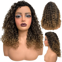 Peruca cacheada média ondulada 45cm encaracolada organica