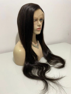 Peruca 100% full lace humana lisa castanho escuro 75cm 180% na internet