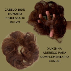 Xuxinha de cabelo humano ruivo para usar como apetrecho coque ou penteado - comprar online