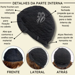Peruca humana front lace 4x4 cacheada ondulada castanha 50cm na internet