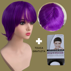 Peruca curta repicada lisa media cosplay personagem anime - loja online