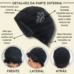 Peruca cabelo 100% humano castanho escuro cacheada afro 4a na internet