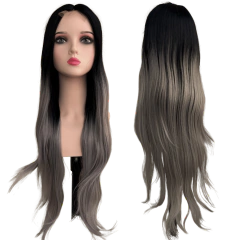 Peruca Mini Lace ao Meio Futura Ombre Platinada Preta Cinza - Perucas & Laces LIONSWIG