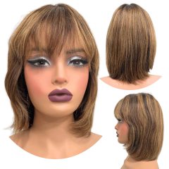 Peruca humana curta bob franja 25cm com lace no topo natural - loja online