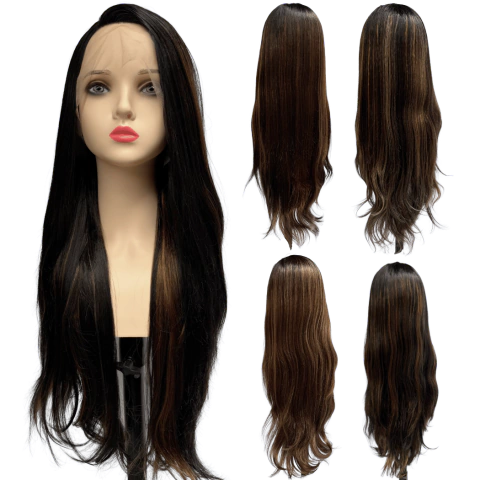 Peruca front lace HD orgânica lisa longa comprida premium