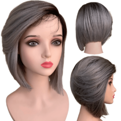 Peruca Front Lace Wig Long Bob Orgânica Curta Bio Fibra - comprar online