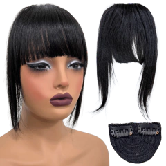 Franja postiça aplique cabelo humano natural topo preto loiro e castanho - comprar online