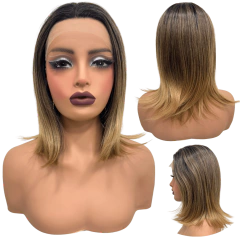 Peruca front lace média curta orgânica futura 13x1 premium