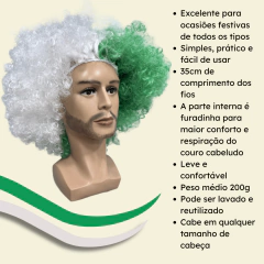 Peruca Black Power volumosa festa futebol time torcida cores na internet