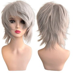 Peruca cosplay repicada curta anime personagem fibra premium - Perucas & Laces LIONSWIG