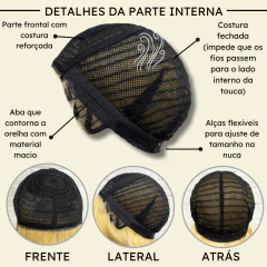 Peruca curta c/ franja ondulada ombre orgânica premium 25cm