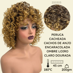 Peruca Cacheada Loira com Mechas Curta Média Black Power - comprar online