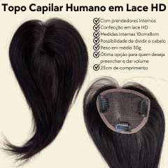 Prótese capilar humana HD Lace topo com tic-tac prendedores na internet