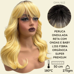 Imagem do Peruca ondulada com franja orgânica baby liss fibra premium