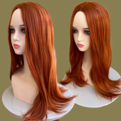 Imagem do Peruca Ruiva Lisa Ondulado Silk Top Divisão No Meio 50cm