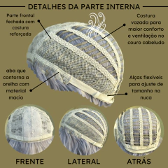Peruca curta médio lisa ondulada roxa lilás franja kawai
