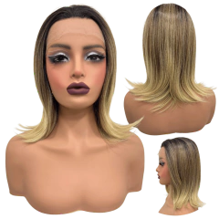 Peruca front lace média curta orgânica futura 13x1 premium na internet