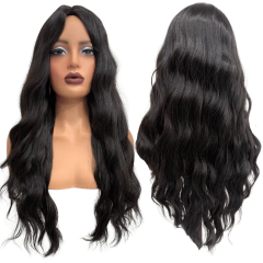 Peruca ondulada longa repartição fixa ao meio 65cm kanekalon - loja online