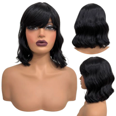 Peruca curta c/ franja ondulada ombre orgânica premium 25cm - comprar online