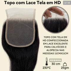 Prótese topo capilar humano preto natural lace hd 11x11 - loja online