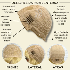 Peruca loira claro cabelo humano com franja curta médio 40cm na internet