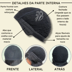 Peruca curta c/ franja ondulada ombre orgânica premium 25cm - Perucas & Laces LIONSWIG