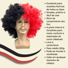 Peruca Black Power volumosa festa futebol time torcida cores na internet