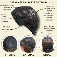 Peruca lisa repicada com franja 45cm orgânica premium na internet