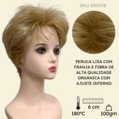 Peruca curta loira claro com franja e mechas unissex premium - comprar online