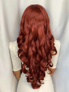 Peruca front lace 13x2 80cm ruiva ondulada cacheada premium - comprar online