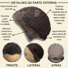 Peruca front lace HD orgânica 13x2 lisa super natural 60cm - Perucas & Laces LIONSWIG