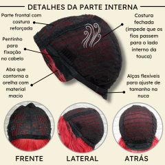 Peruca longa vermelha ondulada com franja fibra orgânica RED na internet