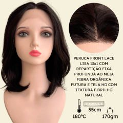 Peruca front lace média curta orgânica futura super natural HD na internet