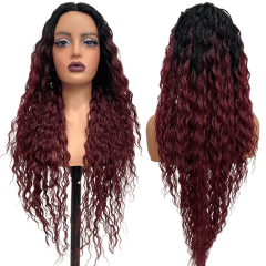 Peruca Lace Mini Cacheada Ondulada Preta Vermelha Marsala