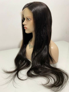 Peruca 100% full lace humana lisa castanho escuro 75cm 180% - Perucas & Laces LIONSWIG