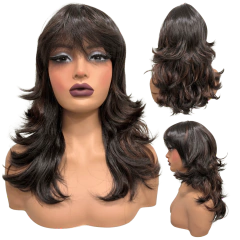 Peruca lisa super repicada com franja 40cm kanekalon premium - loja online