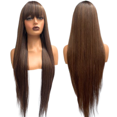 Peruca lisa com franja longa 90cm repicada orgânica premium - comprar online