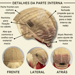 Peruca ondulada com franja orgânica baby liss fibra premium