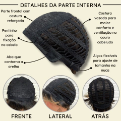 Peruca curta com franja unissex orgânica lisa repicada na internet