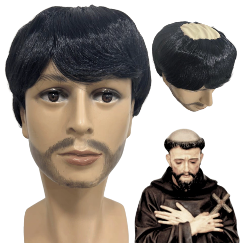 Peruca franciscano padre festa junina topo careca fantasia