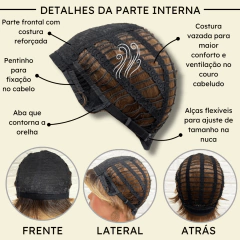 Peruca curta com franja unissex orgânica lisa repicada na internet