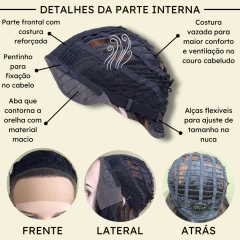 Peruca front lace hd fibra orgânica premium super natural - comprar online