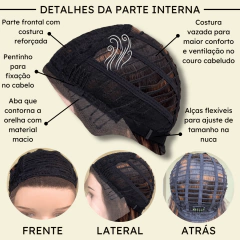 Peruca front lace hd fibra orgânica premium super natural - loja online